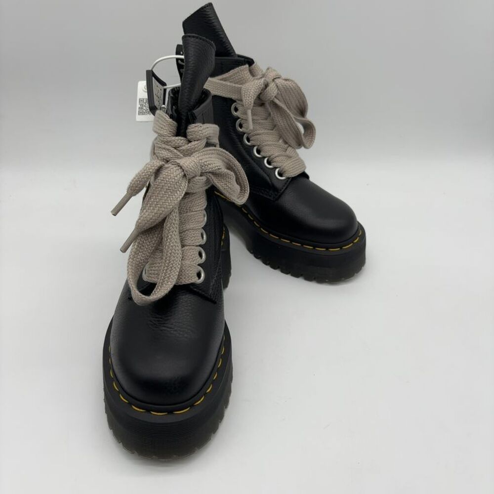 Dr. Martens Rick Owen’s Black Ankle Boots with Cream Laces